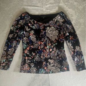 NWOT Boston Proper Flower Sequin Top